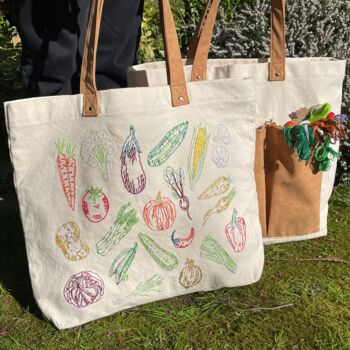 Stitch What You've Grown Vegetable Tote Bag Diy Kit, 5 of 11