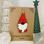 Personalised Gonk Christmas Card Wood Gnome Decoration, thumbnail 4 of 10