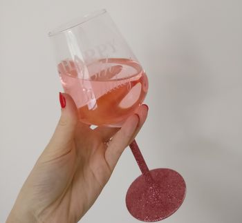Personalised Birthday Glittered Wine Glass, 2 of 6
