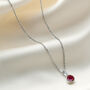 Personalised Ruby Birthstone 40th Wedding Anniversary Silver Necklace, thumbnail 5 of 8