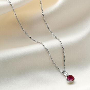 Personalised Ruby Birthstone 40th Wedding Anniversary Silver Necklace, 5 of 8