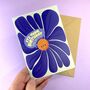 Sad Blue Flower Cute, Funny Birthday Card, thumbnail 2 of 3