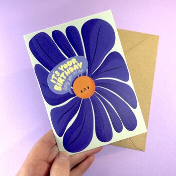 Sad Blue Flower Cute, Funny Birthday Card, 2 of 3