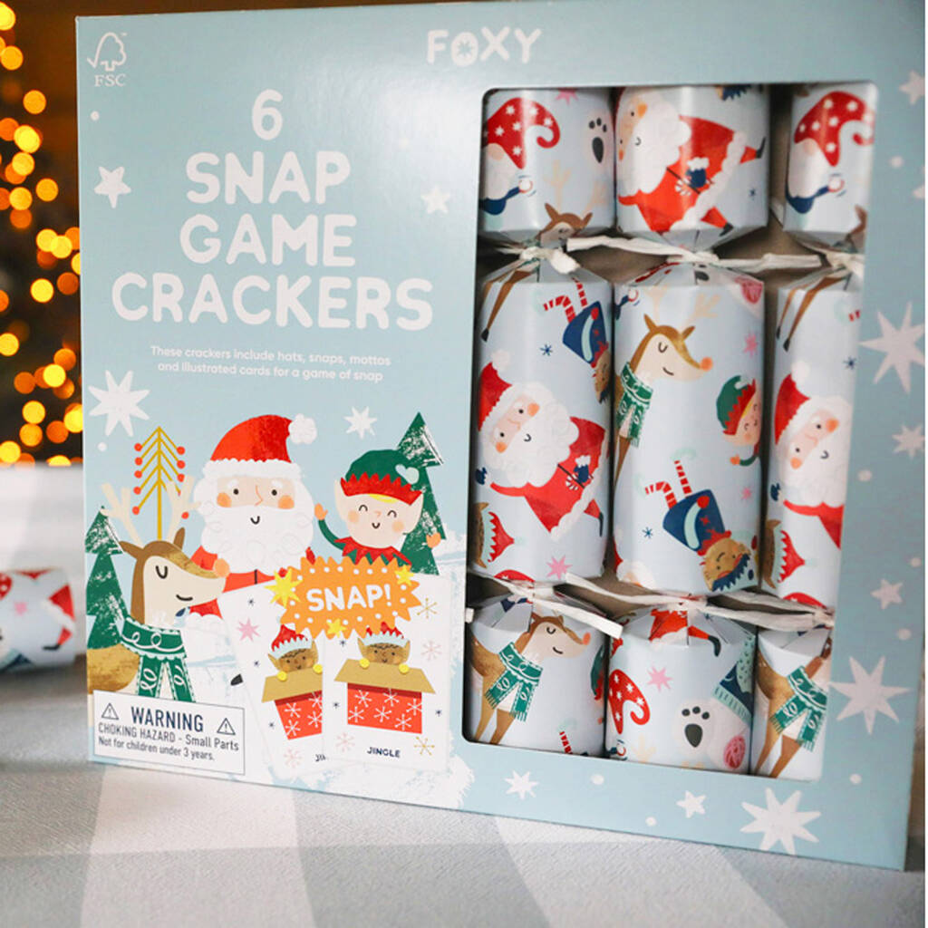 Festive Snap Family Game Christmas Crackers X Six, 1 of 5
