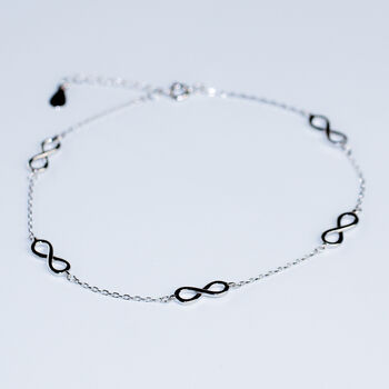 Sterling Silver Infinity Symbol Charm Anklet, 2 of 5