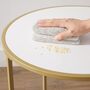 Round Side Table With Wooden Top And Golden Steel Frame, thumbnail 4 of 8