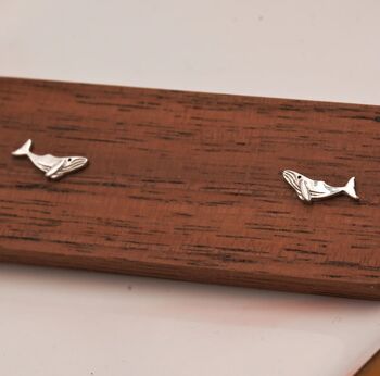 Humpback Whale Stud Earrings In Sterling Silver, 7 of 11