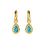 December Birthstone Turquoise Gold Plated Huggie Hoop Earrings, thumbnail 2 of 12