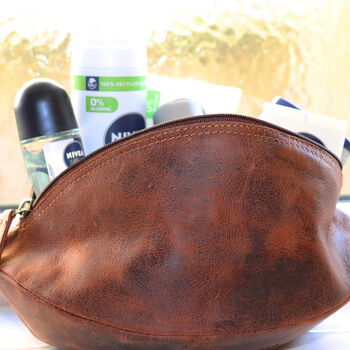 Personalised Leather Rugby Ball Wash Bag, 7 of 9
