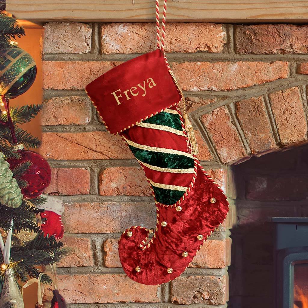 Personalised Christmas Elf Stocking For Children, 1 of 6