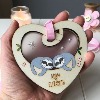 Personalised Valentine's Love Token, Sloth Couple, 5 of 7