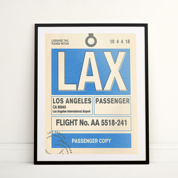 Personalised Los Angeles Vintage Luggage Tag Print, 2 of 2
