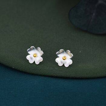 Buttercup Flower Stud Earrings In Sterling Silver, 3 of 11