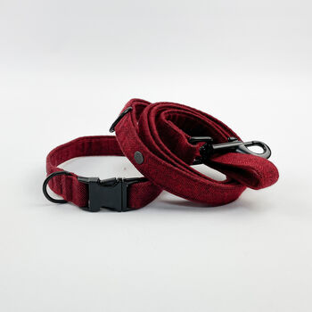 Luxury Cranberry Herringbone Dog Collar, 10 of 11