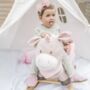 Dotty Fish Pale Pink Soft Suede Baby And Toddler Slippers With Fleece Lining, thumbnail 3 of 9