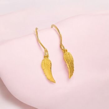 Dainty Gold Plated Angel Wing Earrings, 8 of 8