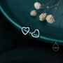 Sterling Silver Open Heart Heart Stud Earrings, thumbnail 3 of 8