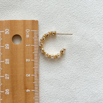 18 K Gold Plated Clear Cz Hoop Earrings, 3 of 3