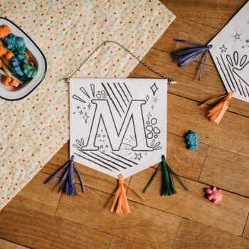 Personalised Initial Colouring Pennant Banner, 4 of 5