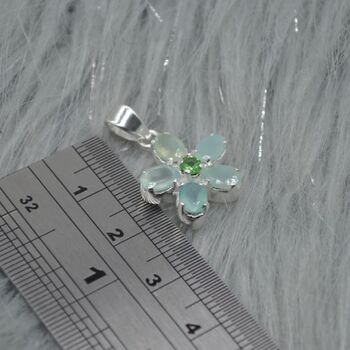 Aqua Chalcedony, Emerald Pendant Necklace, 6 of 6