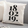 Denim Or Monochrome Personalised Date Cushion, thumbnail 3 of 4