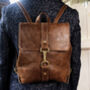 Handcrafted Small Brown Backpack, thumbnail 2 of 7