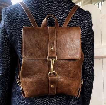 Handcrafted Small Brown Backpack, 2 of 7