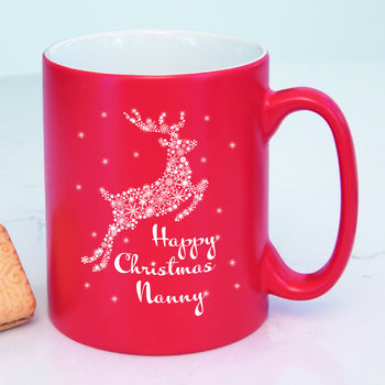 Personalised Blue Reindeer Christmas Mug, 4 of 4