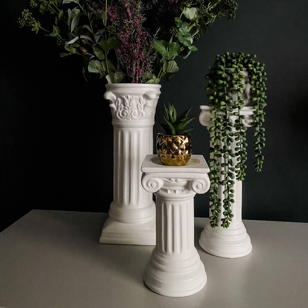 Column Ionic Ceramic Candle Holder White By Punk & Poodle