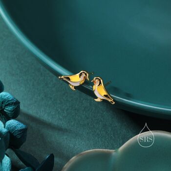 Goldfinch Bird Stud Earrings In Sterling Silver, 4 of 12