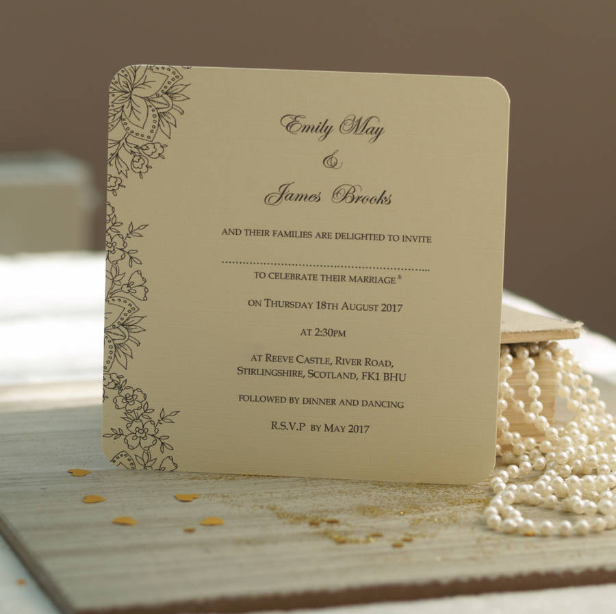 'vintage Lace' Wedding Invitations By Beautiful Day | notonthehighstreet.com