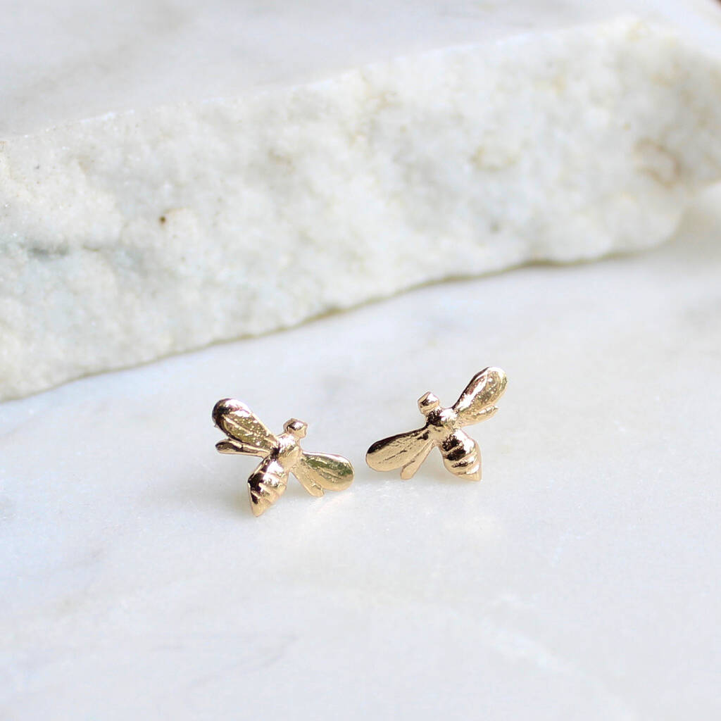 14ct Solid Gold Bee Stud Earrings By Lime Tree Design ...