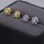 Tiny Sun Moonstone Stud Earrings In Sterling Silver, thumbnail 1 of 12