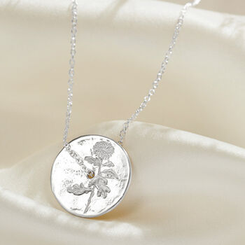 Birth Flower Spinner Necklace In Sterling Silver, 5 of 12