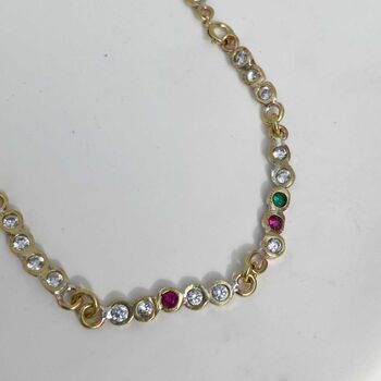 Disco Dots Diamond Emerald And Sapphire Tennis Necklace, 6 of 11