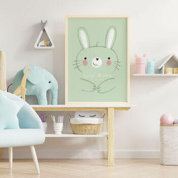 Cute Bunny Rabbit Personalised Name Print, 6 of 10