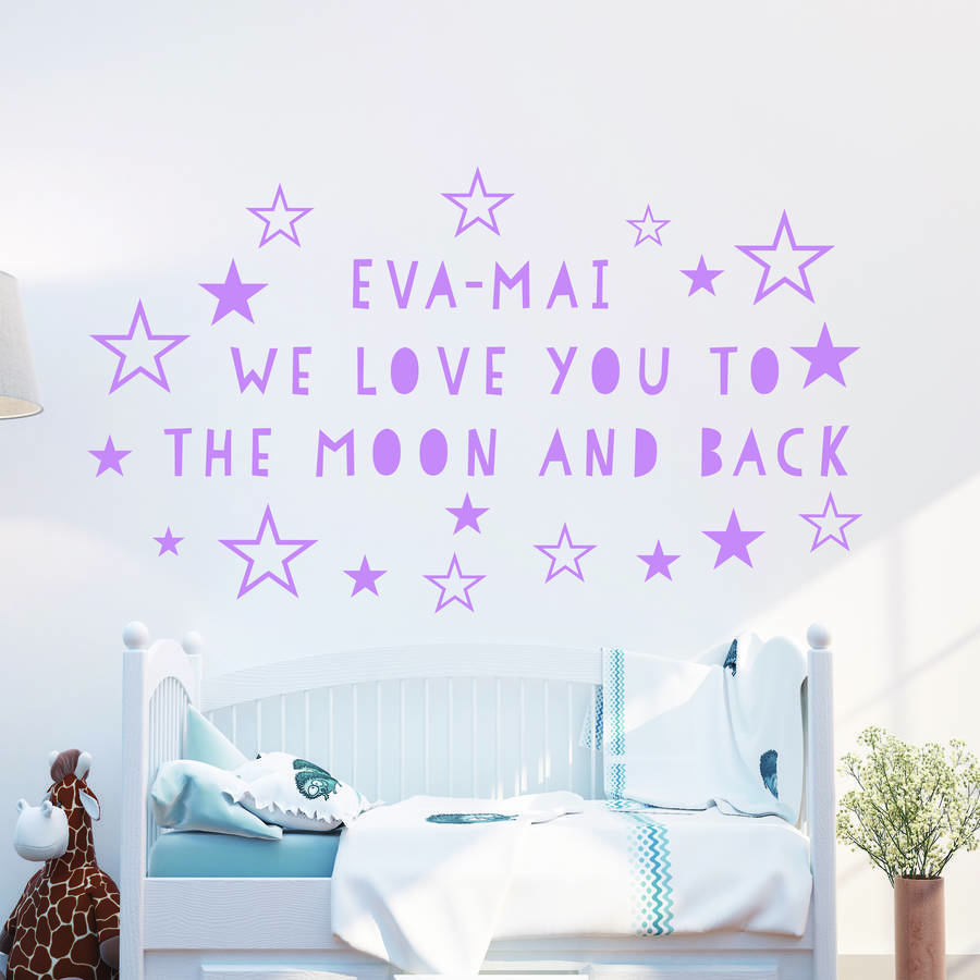 moon and back personalised wall stickers by pom gifts