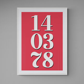 Personalised Custom Special Date Red Wall Art, 3 of 7