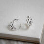 Sterling Silver Braided Huggies, thumbnail 3 of 6