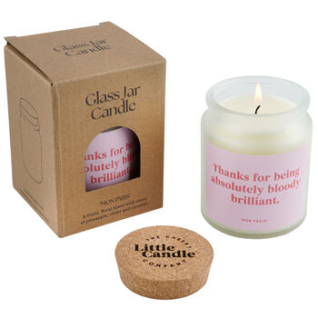 Funny Thank You Candle • “Thanks For Being Absolutely Bloody Brilliant” • Glass Jar Candle • Gift For Friend • Co Worker • Teacher • For Her, 3 of 4