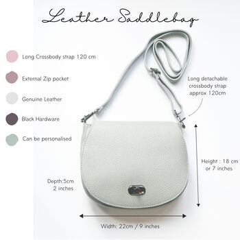 Dove Grey Personalised Leather Saddlebag, 7 of 12