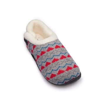 Sadie Grey Knit Red Heart Women's Slippers Indoor/Garden Shoes, 8 of 9
