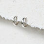 Silver Huggie Hoop Earrings, thumbnail 2 of 5