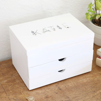 Personalised Floral Jewellery Box With Drawers, 3 of 10