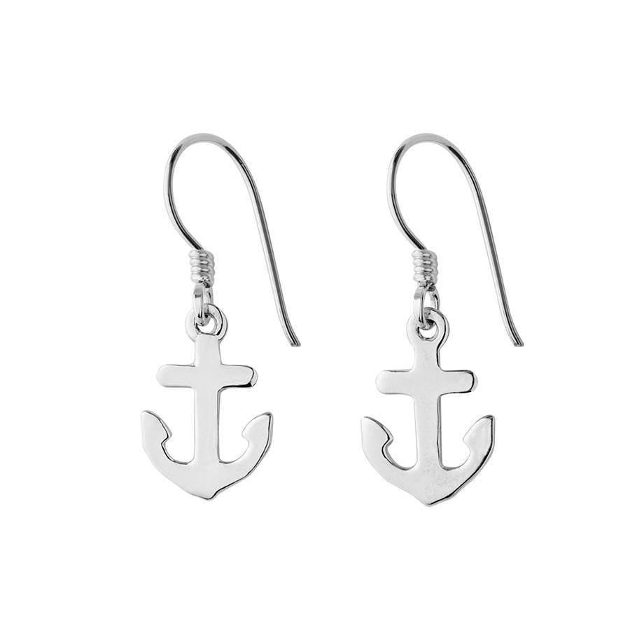 Silver Anchor Earrings By Hersey Silversmiths Notonthehighstreet Silver Anchor Earrings