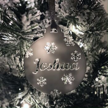 Personalised Name With Snowflakes Christmas Bauble, 9 of 12