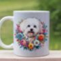 Personalised Maltese Summer Floral Dog Wreath Cushion And Mug Gift Bundle, thumbnail 2 of 4