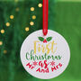 First Christmas As Mr And Mrs Printed White Tree Decoration, thumbnail 1 of 3