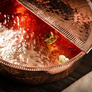 Solid Copper Pedicure Bowl With Removable Footrest, Hammered Copper 350 Mm Diameter, 3 of 5