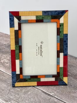 Natalini Multi Coloured Marquetry Photo Frame, 2 of 4